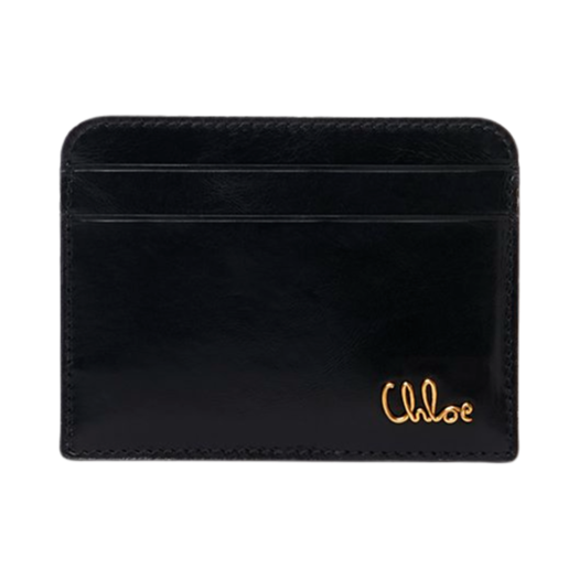 CH25SP480O16001 Chloe Iconic Card Holder in Shiny Leather Black