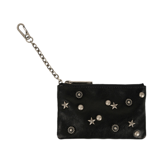 EE000131_BKSWN Margesherwood Full Stud Zipper Wallet Black Studded Washed Nappa