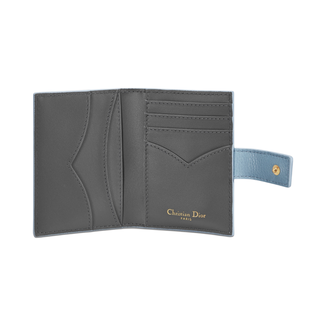 디올 카로 댄달리온 카드 홀더 투 톤 스카이 블루 스틸 그레이 서플(Dior Caro Dandelion Card Holder Two Tone Sky Blue Steel Gray Supple) - 3