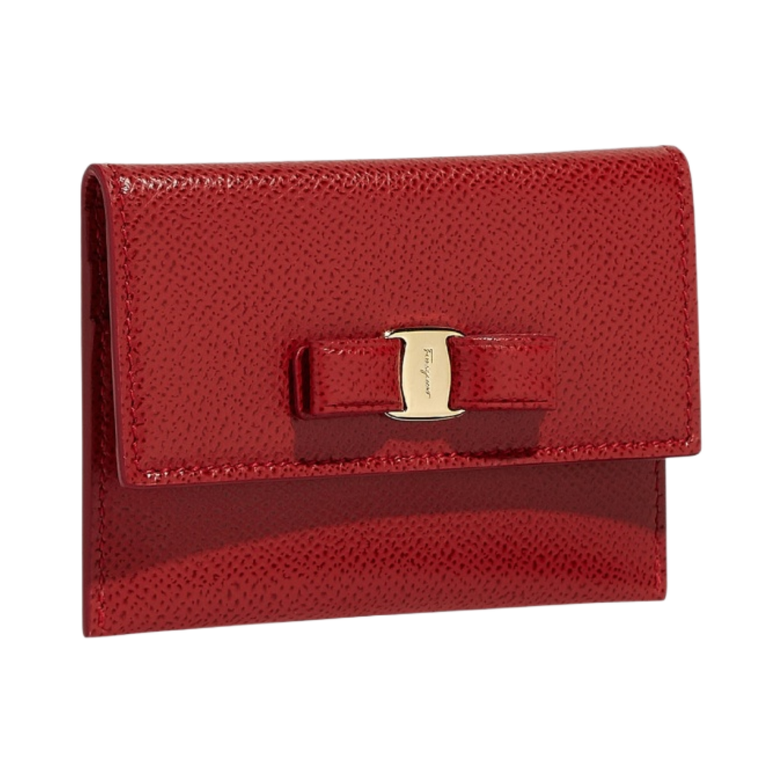 22D155-683531 Ferragamo Vara Card Case Lipstick Red