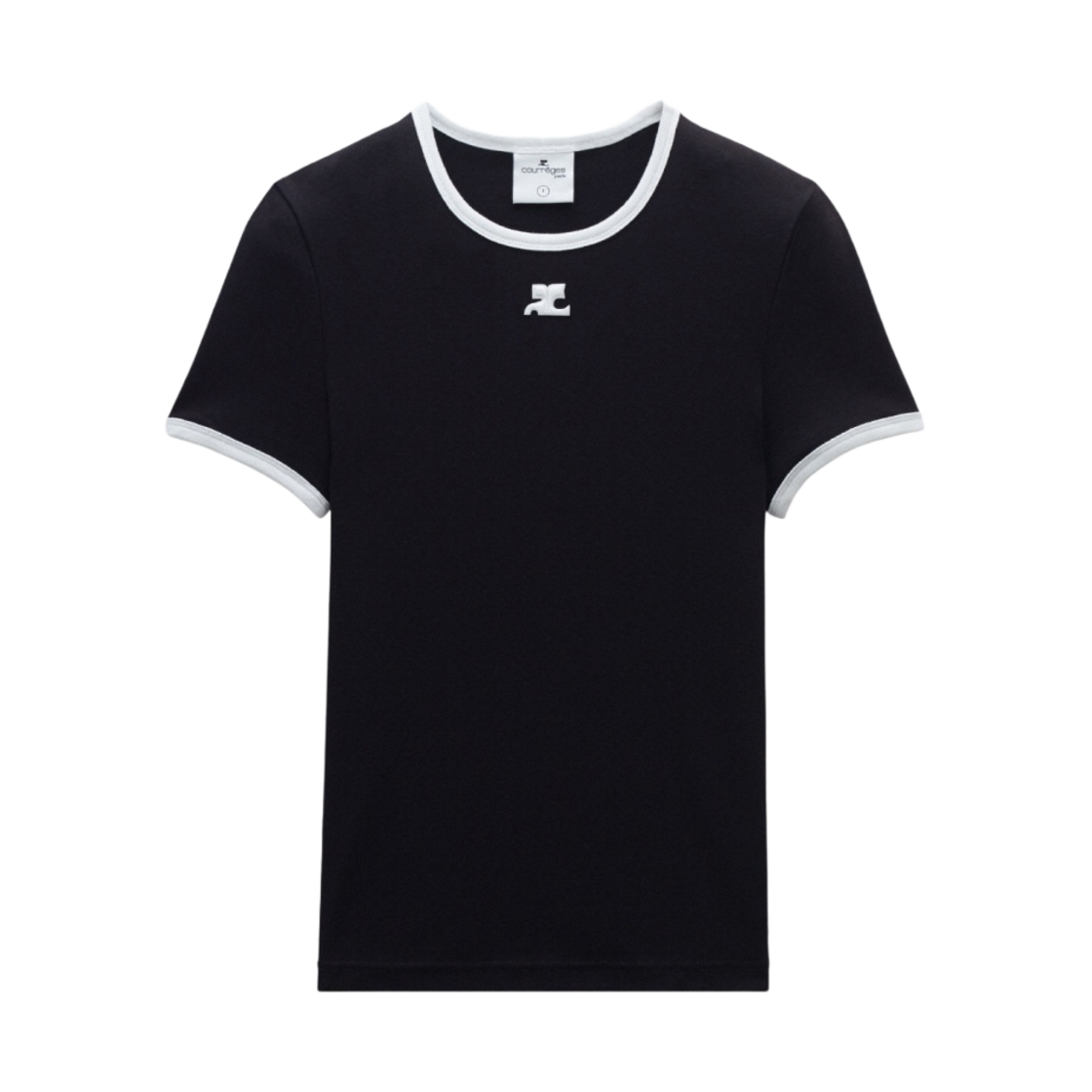 PERJTS020JS00709901 Courreges Reedition Bumpy Contrast T-Shirt Black Heritage White