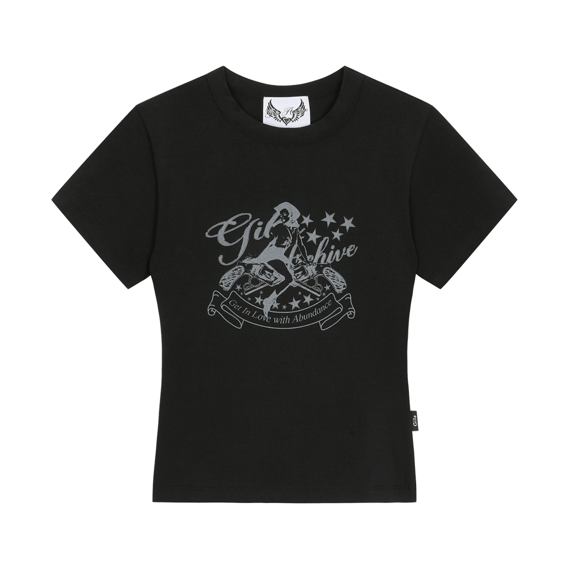 GL25SUTP01BK Gila Archive Pin Up Girl Crop T-Shirt Black