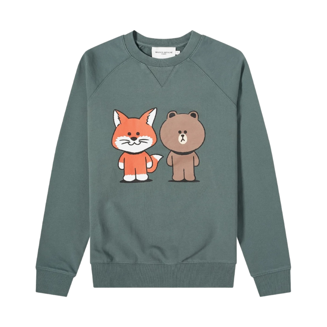 메종 키츠네 x 라인 프렌즈 빅 프린트 스웨트셔츠 블루 그린(Maison Kitsune x Line Friends Big Print Sweatshirt Blue Green) - 1