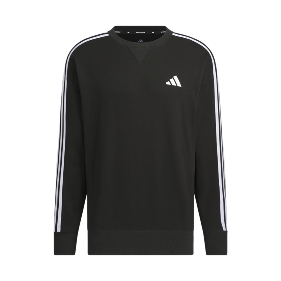 JW6929 Adidas Essential+ Loose Fit 3S French Terry Sweatshirt Black - KR Sizing