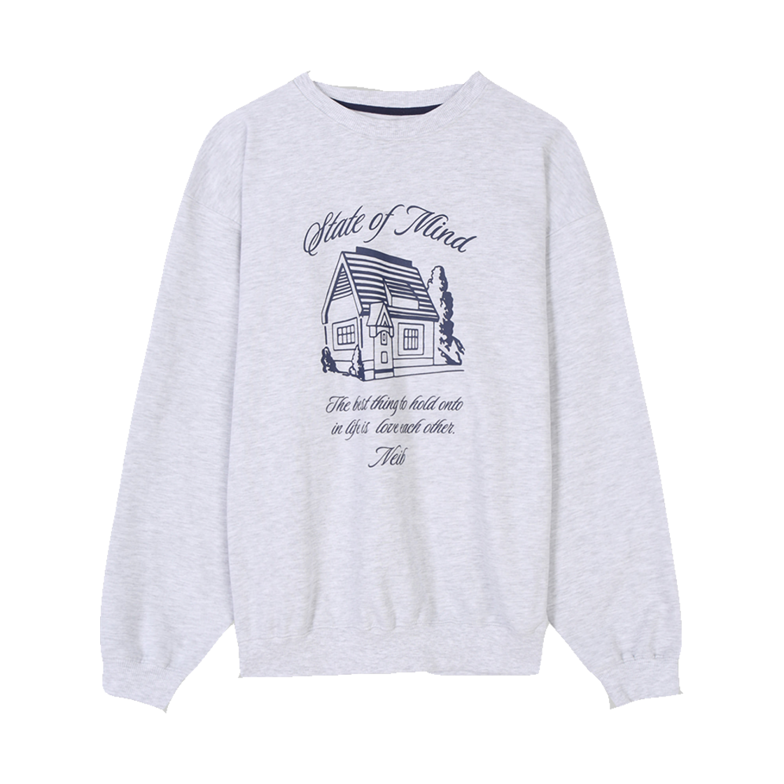 네이비 스테이트 오브 마인드 하우스 스웻셔츠 멜란지그레이(Neib State Of Mind House Sweatshirt Melange Grey)