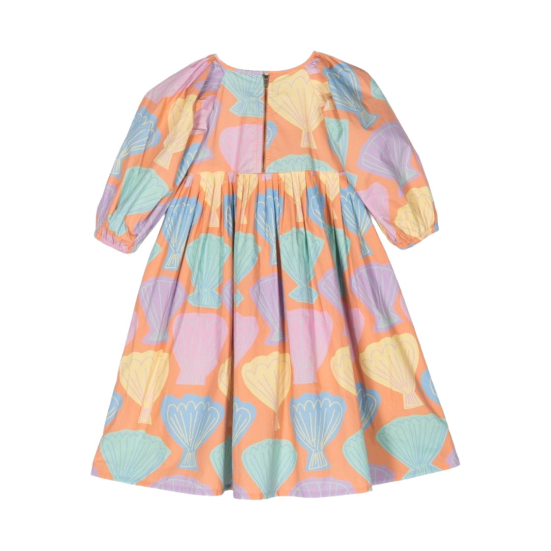 (키즈) 스텔라 맥카트니 씨쉘 프린트 코튼 플레어 드레스 라이트 오렌지 멀티컬러((Kids) Stella McCartney Seashell Print Cotton Flared Dress Light Orange Multicolour) - 2