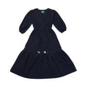 Green Butter Women Seersucke Pearl Tassel Long One-Piece Navy