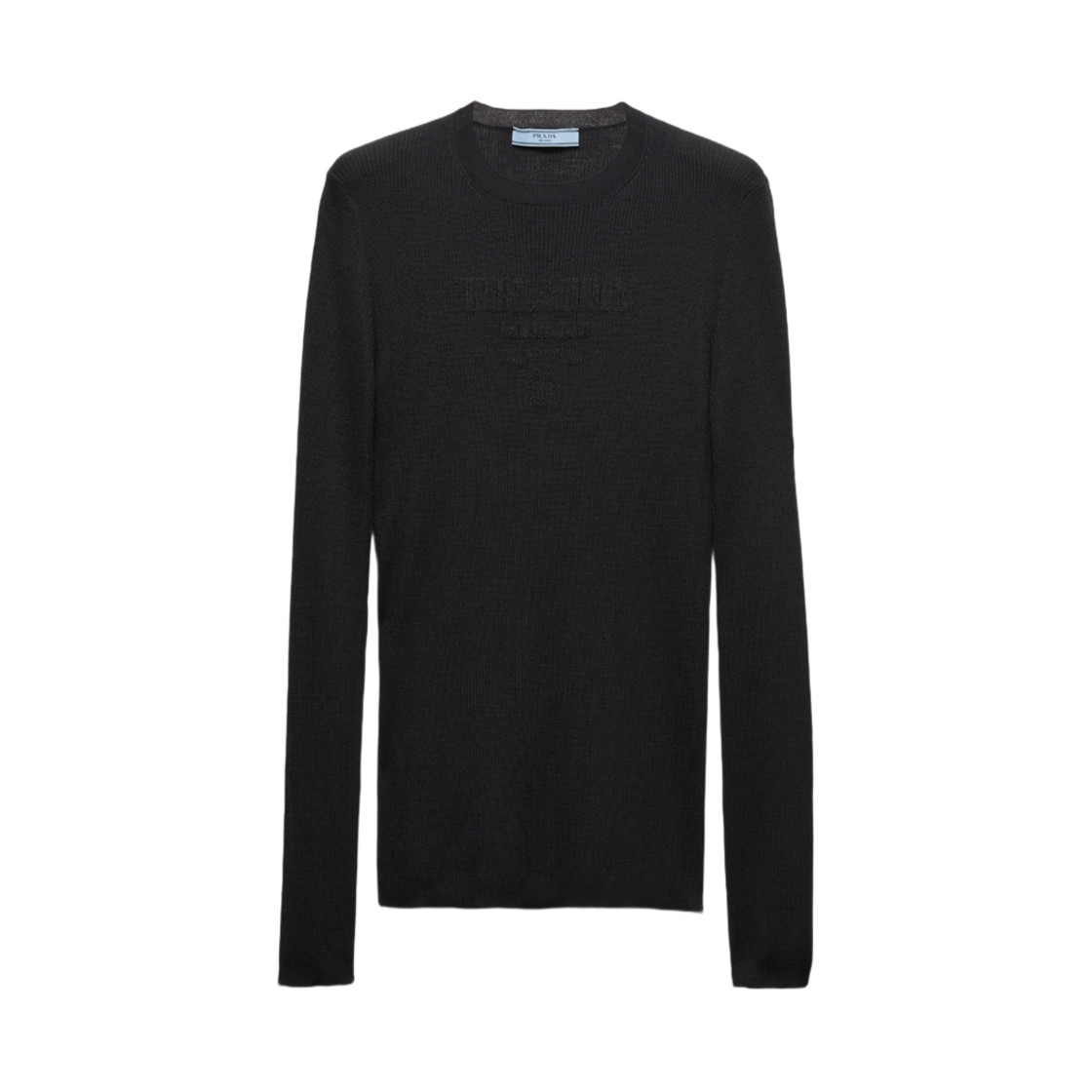 P24R1V-11C8-F0002 (W) Prada Superfine Wool Crewneck Sweater Black