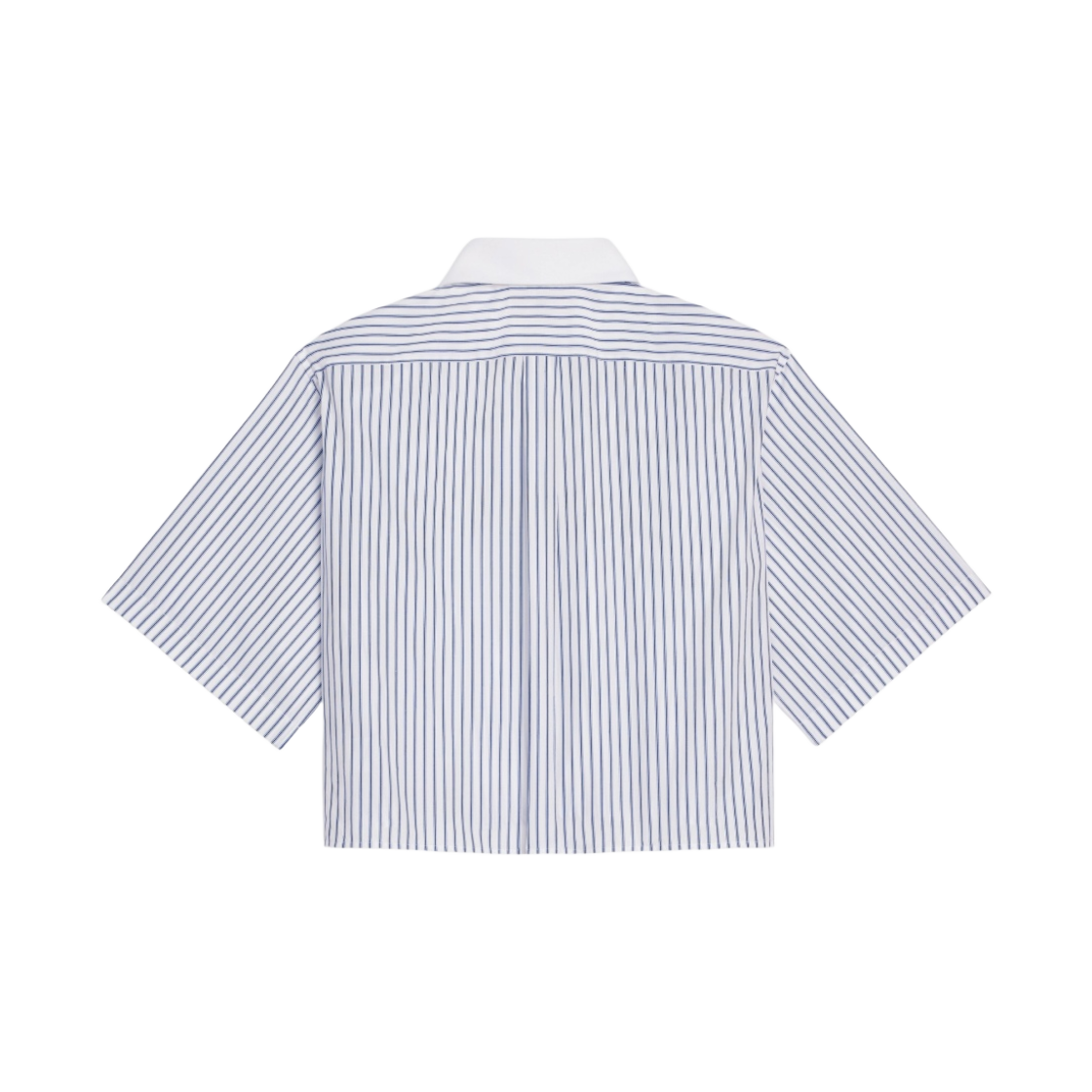 (W) 셀린느 스트라이프 코튼 크롭 셔츠 화이트 네이비 블랙((W) Celine Cropped Shirt in Striped Cotton White Navy Black) - 2