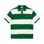 Covernat C Logo Stripe Collar Half Knit Green
