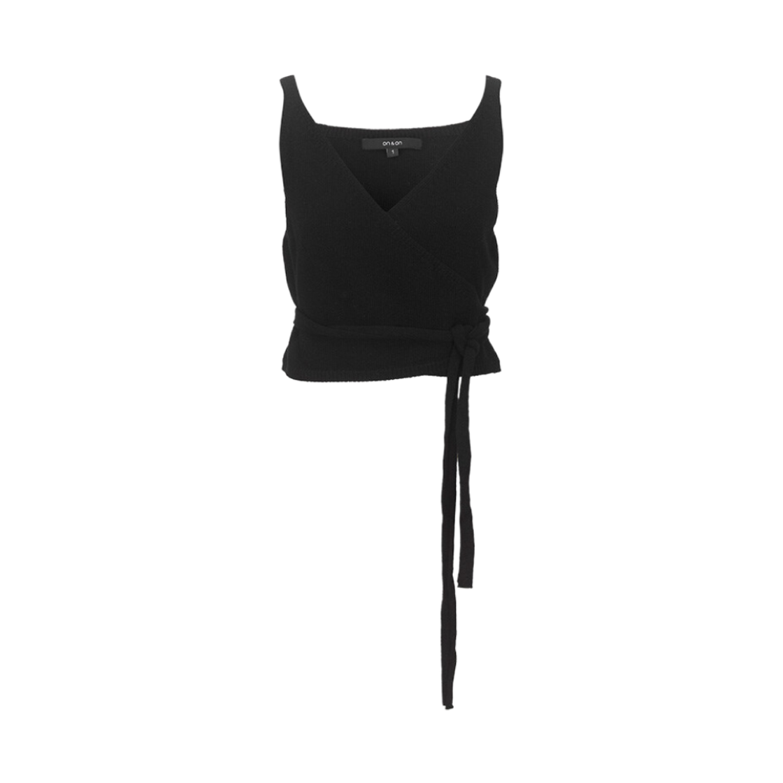 (W) 온앤온 크롭 랩 뷔스티에 니트 블랙((W) On&On Cropped Wrap Bustier Knit Black)
