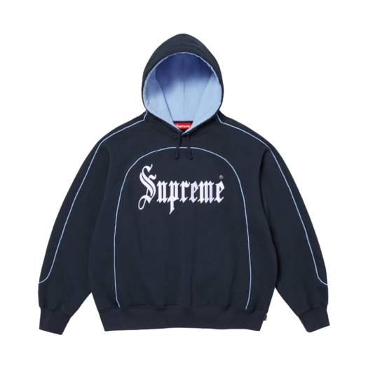 Supreme Curve Piping Hooded Sweatshirt Navy - 25SS