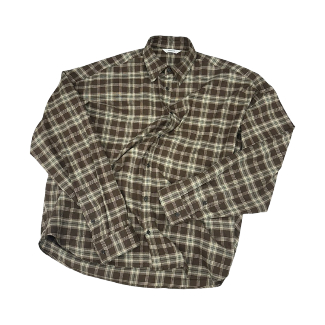 논노드 크롭 플렉시블 스트링 체크 셔츠 빈티지 브라운(Nonnod Cropped Flexible String Check Shirt Vintage brown)