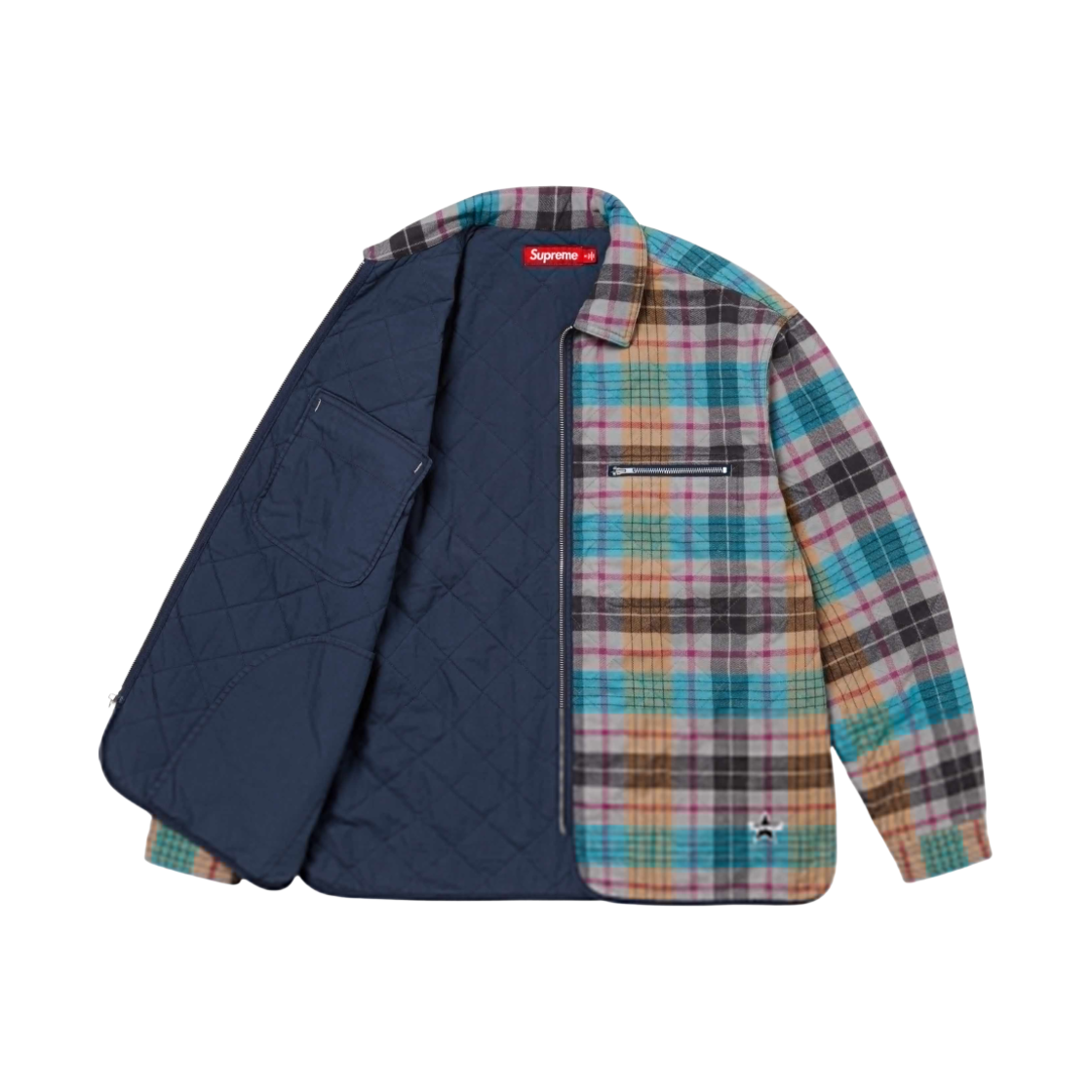 슈프림 퀼티드 플란넬 집업 셔츠 멀티컬러 - 24FW(Supreme Quilted Flannel Zip Up Shirt Multicolor - 24FW) - 2