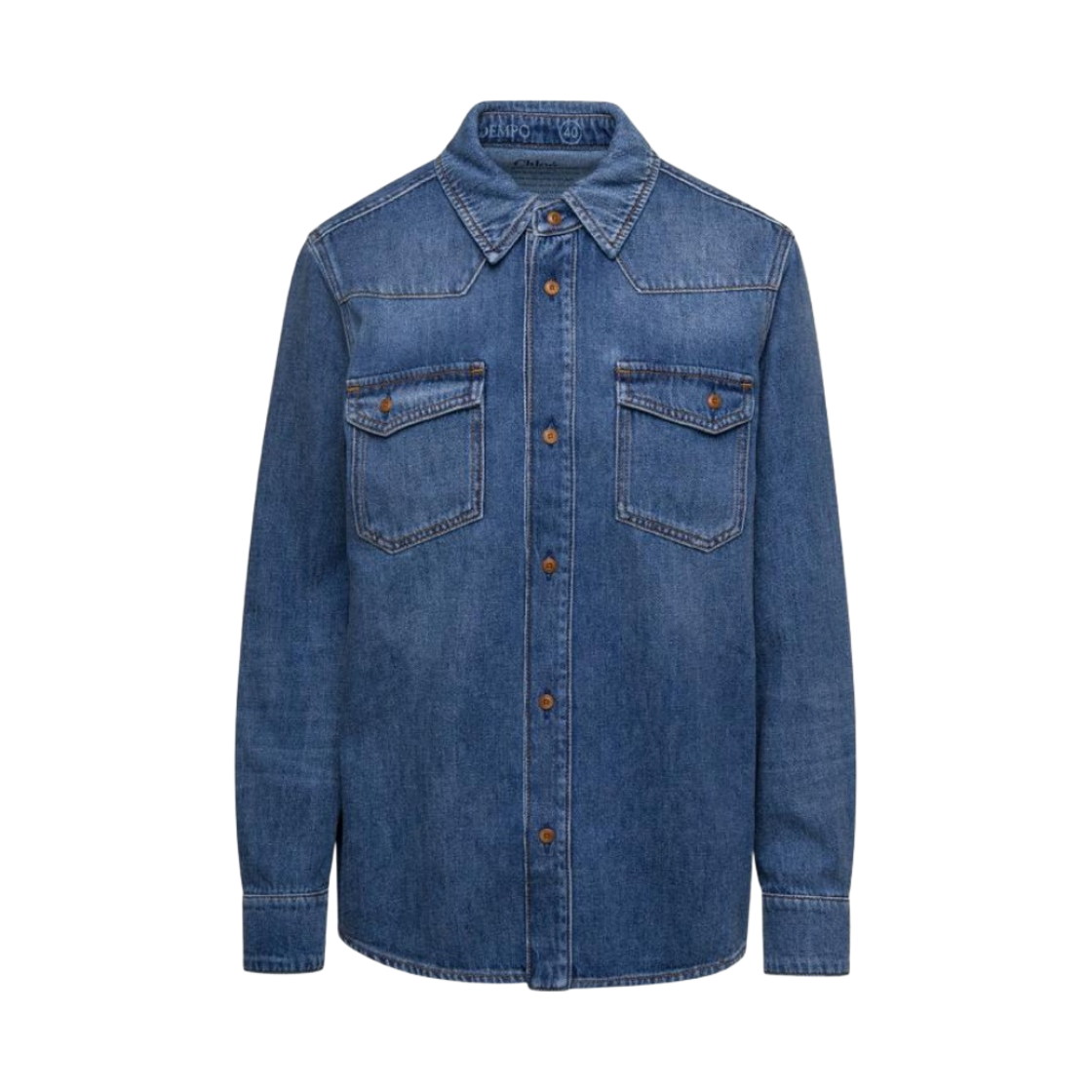 (W) 끌로에 뎀포 클래식 데님 셔츠 더스키 블루((W) Chloe Dempo Classic Denim Shirt Dusky Blue)