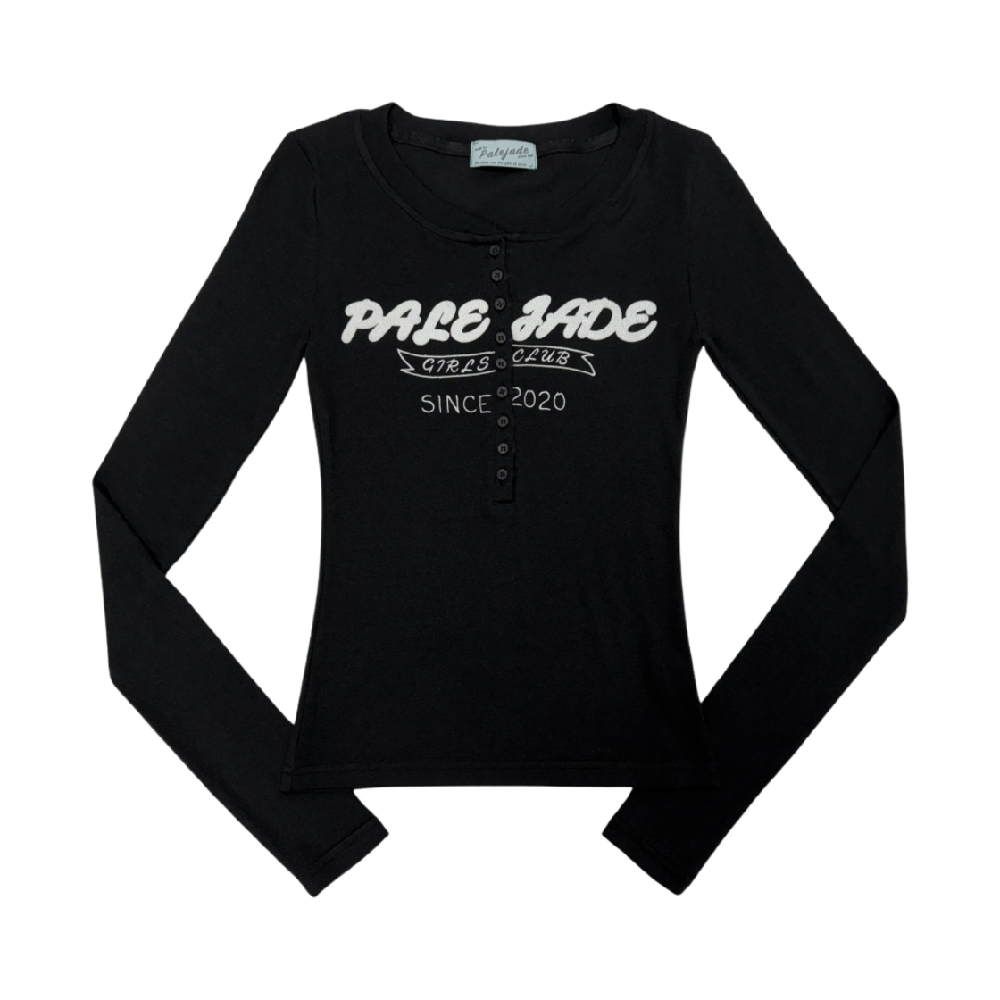 (W) 페일제이드 Y2K 패치 레터링 티셔츠 블랙((W) Pale Jade Y2K Patch Lettering T-Shirt Black)