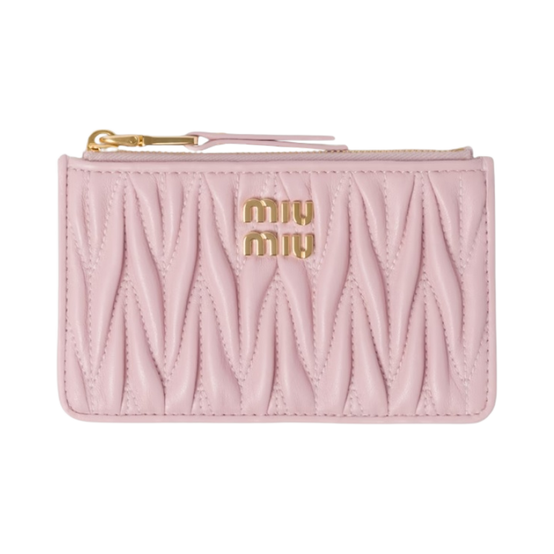 5MB060-2FPP-F0E18 Miu Miu Matelasse Nappa Leather Envelope Wallet Pink