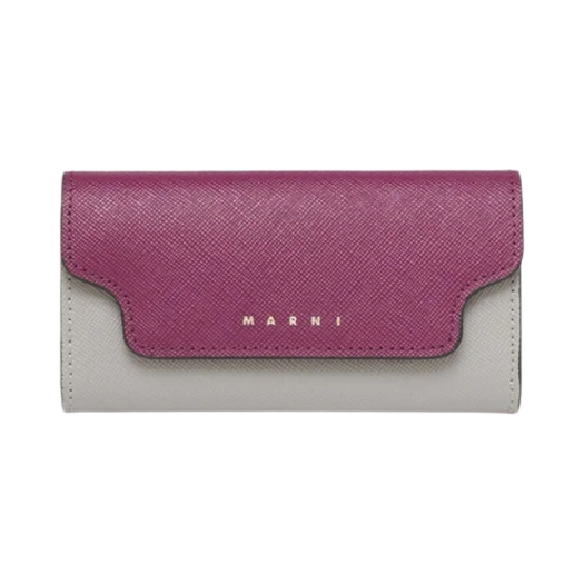 Marni Saffiano Leather Key Case Purple Grey Brown
