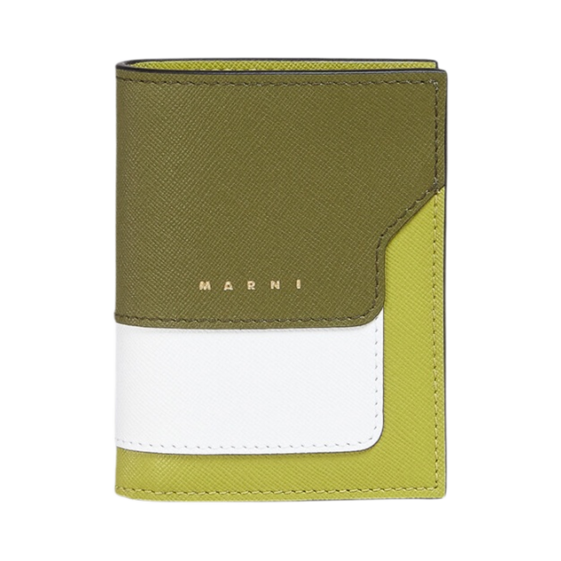마르니 사피아노 반지갑 올리브 릴리 화이트 라임(Marni Saffiano Bi-Fold Wallet Gold Olive Lily White Lime) - 1
