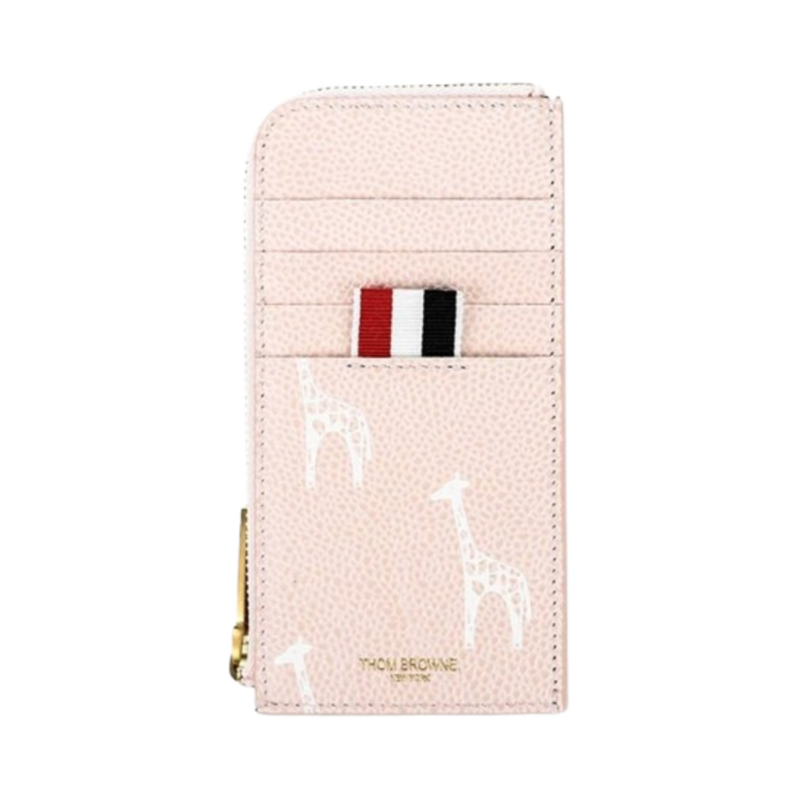 MAW080A-06777-680 Thom Browne Pebble Grain Leather Stripe Zip-Around Wallet Light Pink