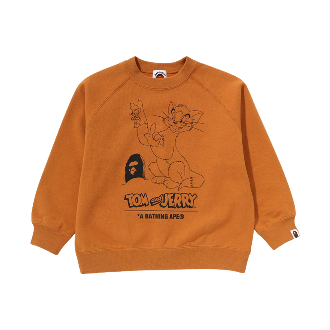 (키즈) 베이프 x 톰과 제리 85주년 릴렉스드 핏 크루넥 스웨트셔츠 옐로우((Kids) BAPE x Tom & Jerry 85th Anniversary Relaxed Fit Crewneck Sweatshirt Yellow)