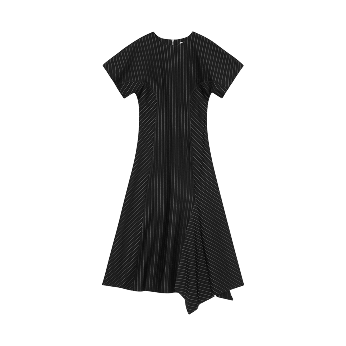 (W) 가니 핀스트라이프 롱 드레스 블랙((W) Ganni Pinstripe Long Dress Black) - 1