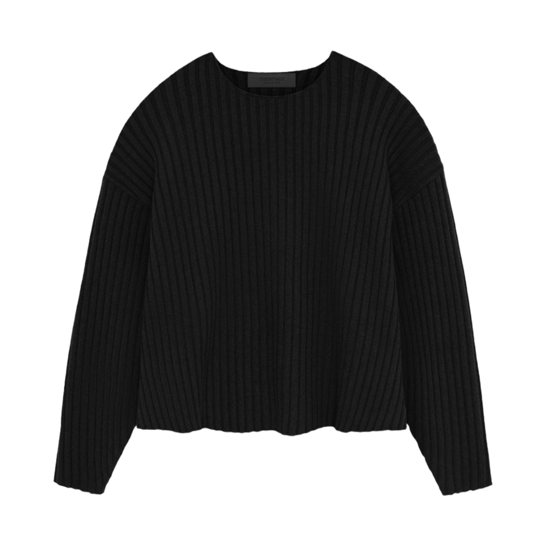 - Essentials Raw Neck Sweater Jet Black - 24SS