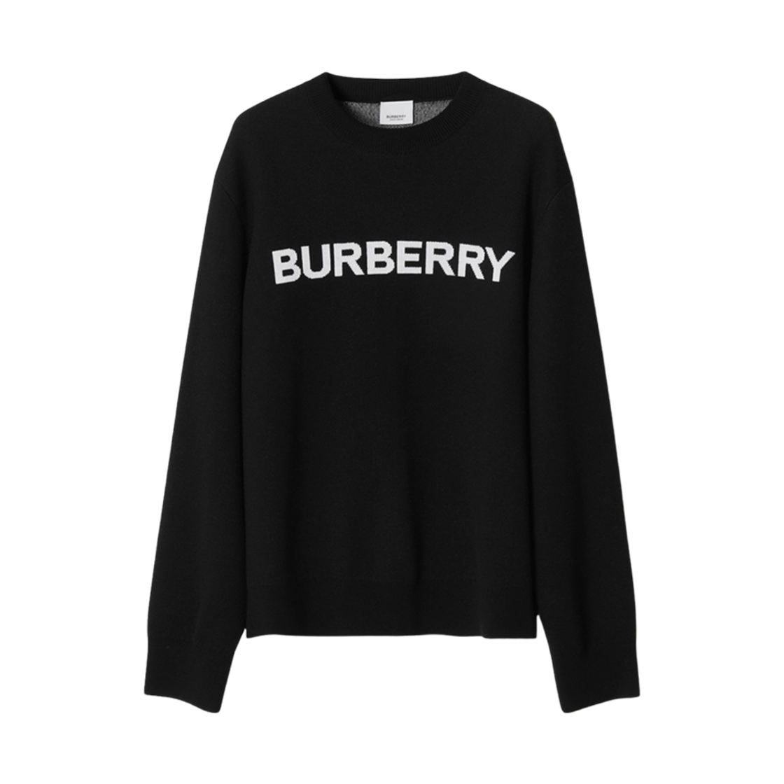 8065604 (W) Burberry Logo Wool Cotton Jacquard Oversized Sweater Black - 대표 이미지 #1