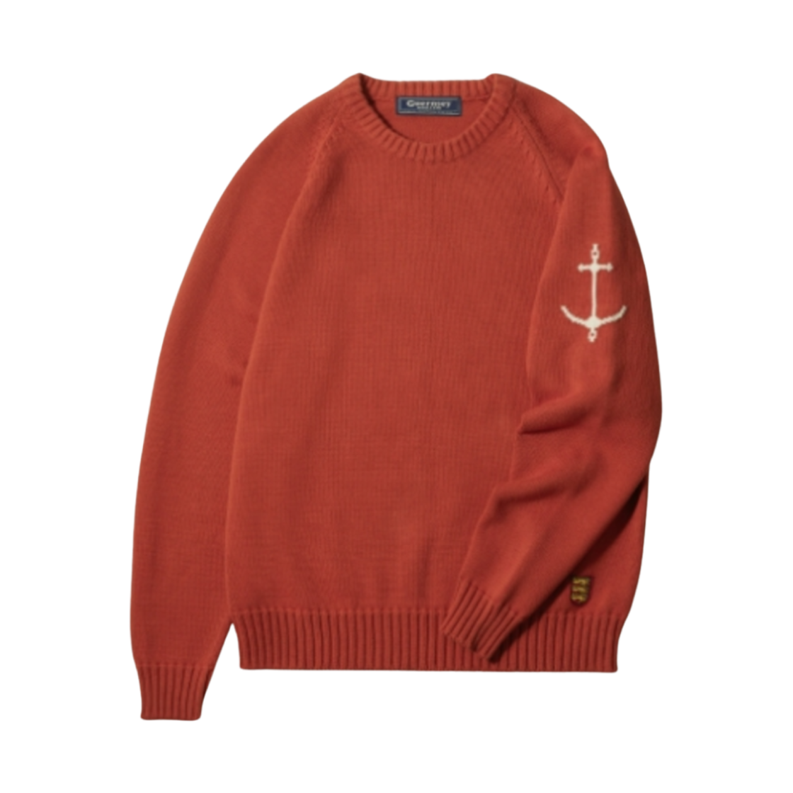 - Guernsey Woollens Raglan Crewneck Cotton Sweater Orange