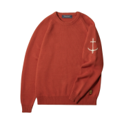 Guernsey Woollens Raglan Crewneck Cotton Sweater Orange