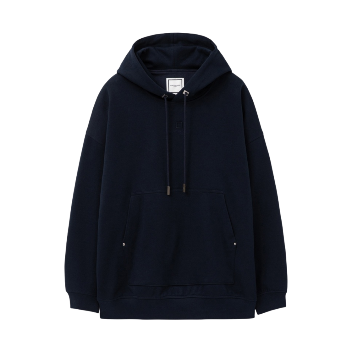 우영미 슬리브 스트링 디테일 후드 티셔츠 네이비 - 24SS