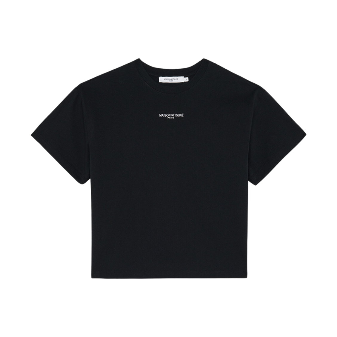 (W) 메종 키츠네 파리 자수 박시 티셔츠 블랙((W) Maison Kitsune Paris Embroidery Boxy T-Shirt Black) - 1