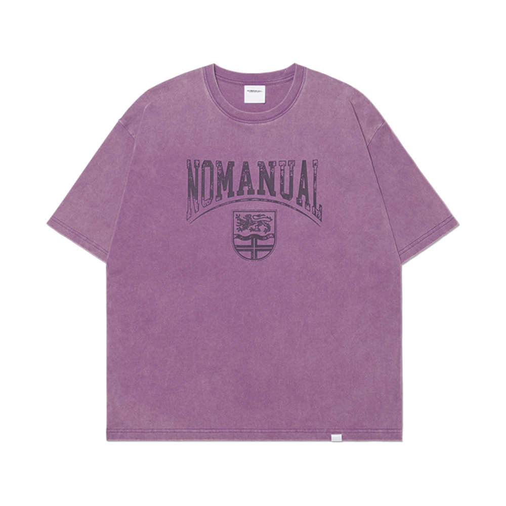 노매뉴얼 엠블럼 워시드 티셔츠 워시드 퍼플