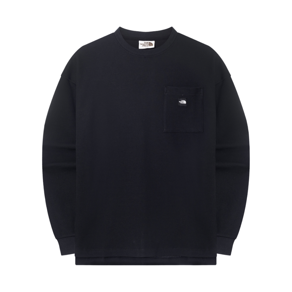 NT7TR02J The North Face Waffle L/S Round T-Shirt Black - 25SS