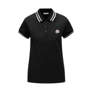(W) Moncler Logo Patch Polo Shirt Black - 23SS