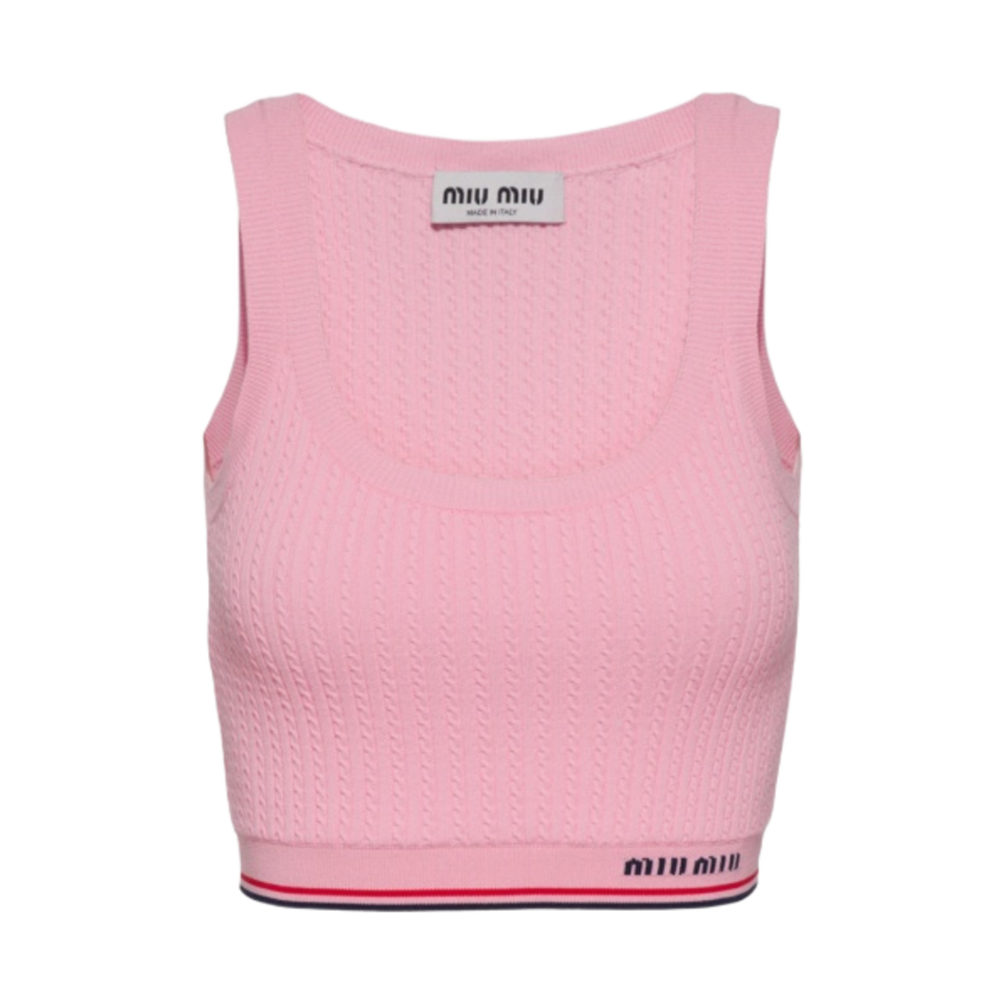 (W) 미우 미우 슬리브리스 비스코스 탑 핑크