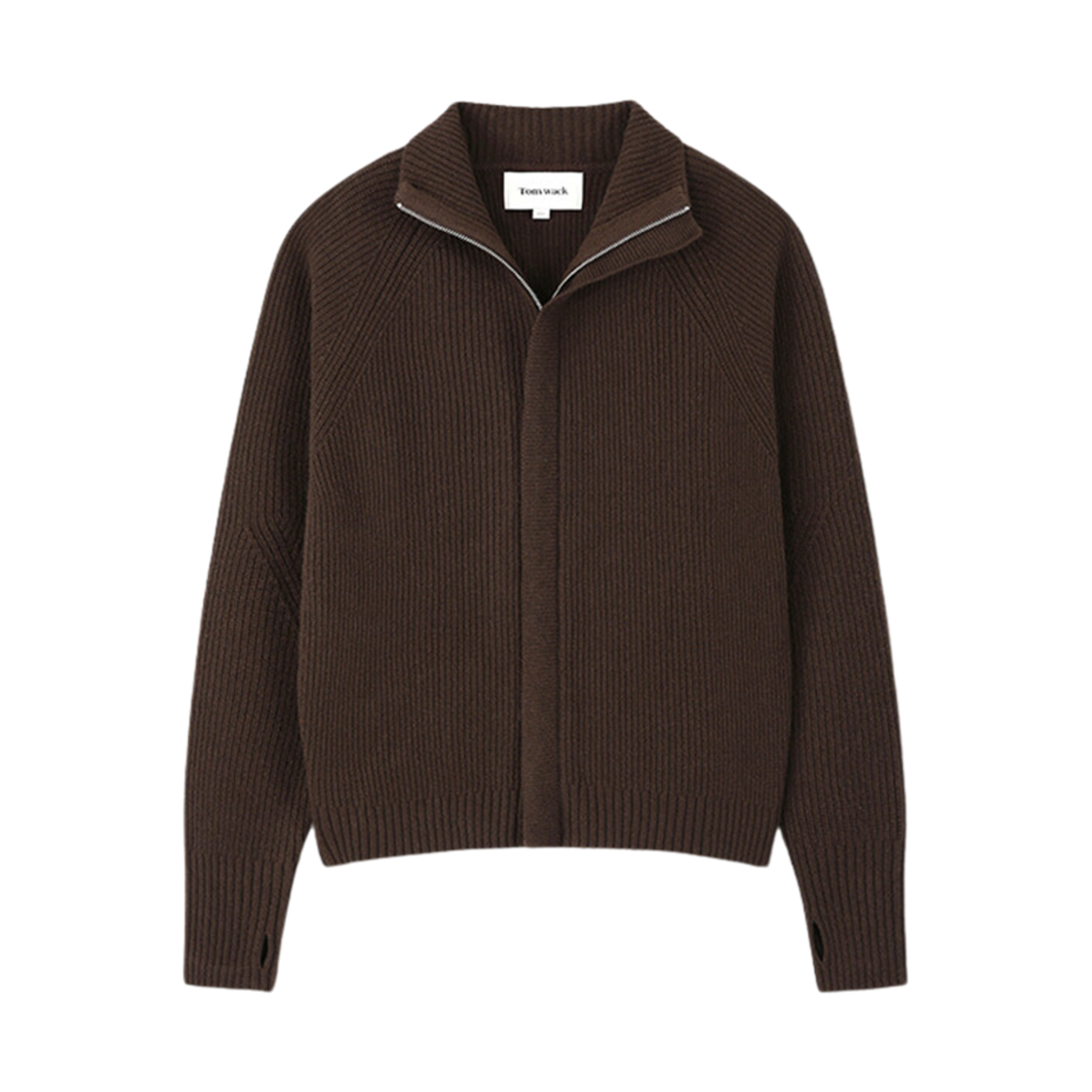 토니웩 슈퍼 파인 메리노 울 플래킷 집업 니트 다크 브라운(Tonywack Super Fine Merino Wool Placket Zip Up Knit Dark Brown) - 1