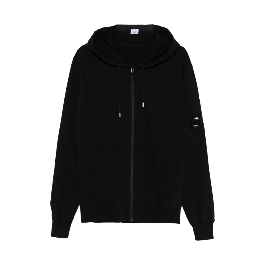18CMSS057A002246G999 C.P. Company Light Fleece Full Zip Hooded Sweatshirt Black - 25SS
