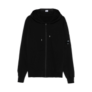 C.P. Company Light Fleece Full Zip Hooded Sweatshirt Black - 25SS