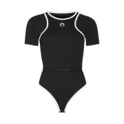 (W) Marine Serre Organic Cotton Bodysuit Black