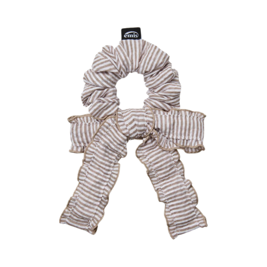 - (W) Emis Stripe Frill Scrunchie Beige