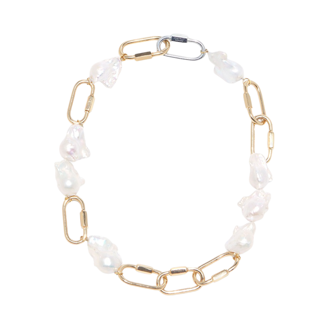 포트레이트 리포트 피그말리온 펄 볼드 체인 네클리스 골드 실버(Portrait Report Pygmalion Pearl Bold Chain Necklace Gold Silver)
