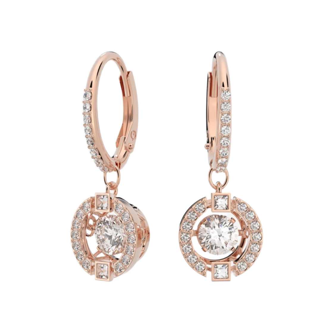 5504753 (W) Swarovski Sparkling Dance Drop Round Cut Earrings White Rose Gold plated
