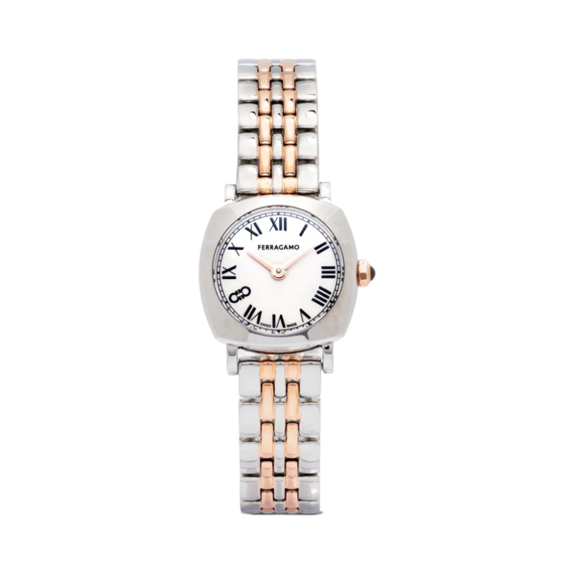 (W) 페라가모 소프트 스퀘어 23mm 스테인리스 스틸 화이트((W) Ferragamo Soft Square 23mm Stainless Steel White)