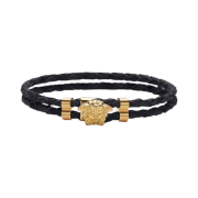 Versace Medusa Braided Leather Bracelet Gold