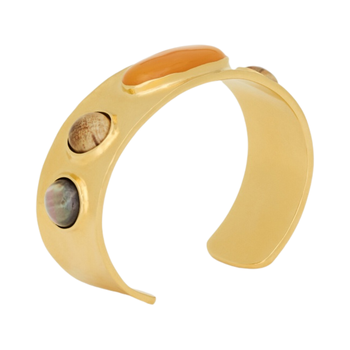 (W) 생로랑 아티 커프 메탈 & 까보숑 그레이 브라운 오렌지 골드((W) Saint Laurent Arty Cuff in Metal and Cabochons Grey Brown Orange Gold) - 1