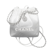 Chanel 22 Mini Handbag Metallic Shaded Calfskin & Silver White Silver