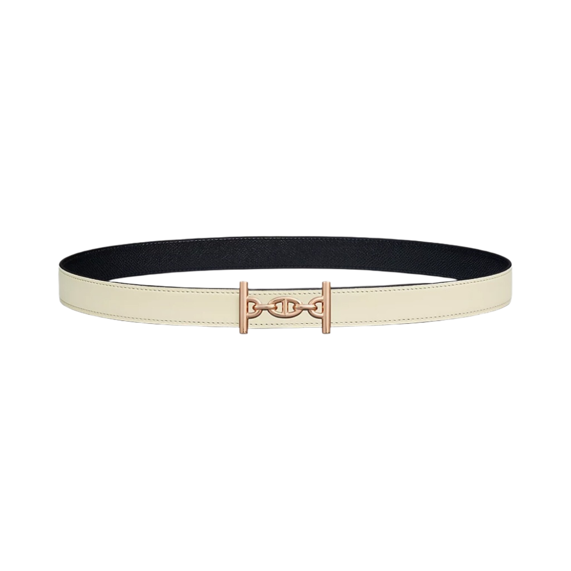 (W) 에르메스 라군 벨트 버클 & 리버서블 가죽 스트랩 24mm & 핑크 골드 나타 누아((W) Hermes Lagune Belt Buckle & Reversible Leather Strap 24mm & Pink Gold Nata Noir) - 1