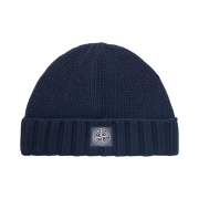 Stone Island N17D6 RWS Geelong Wool Beanie with Logo Patch Navy Blue - 24FW