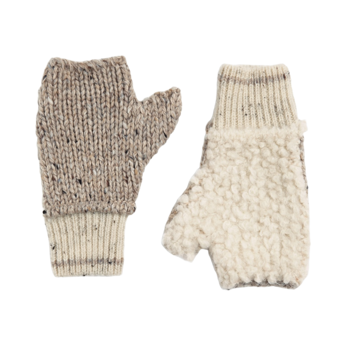 보테가 베네타 패치워크 울 미튼 샌드 멜란지 멀티(Bottega Veneta Patchwork Wool Mittens Sand Melange Multi) - 1